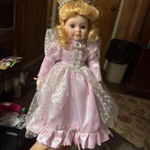Charming Pink Doll with Blonde Curls